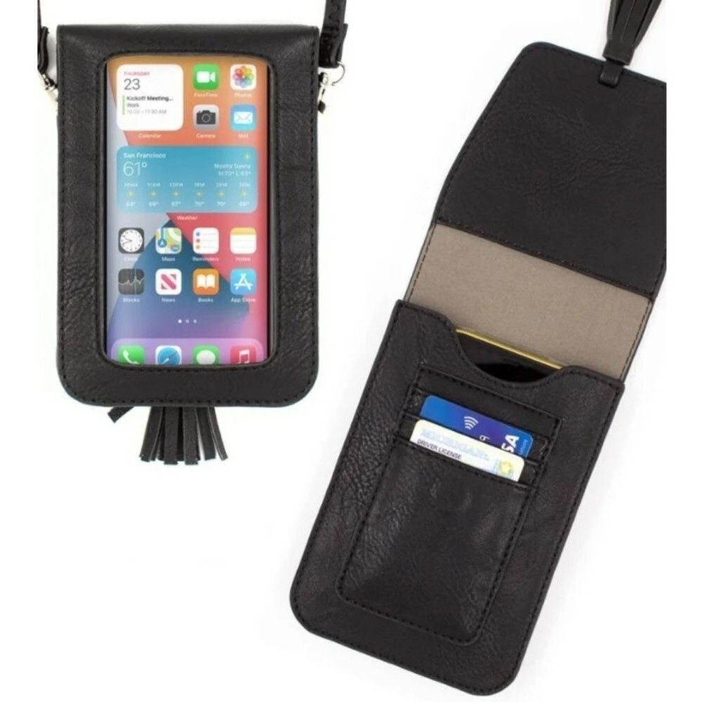 K Carroll Phone Credit Card Cross Body Preloved Brown Green Protected Card Slots